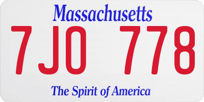 MA license plate 7JO778