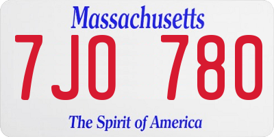 MA license plate 7JO780