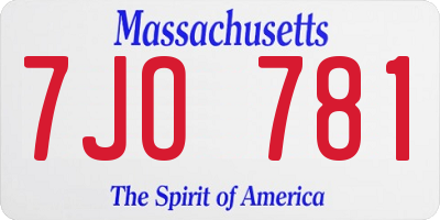 MA license plate 7JO781