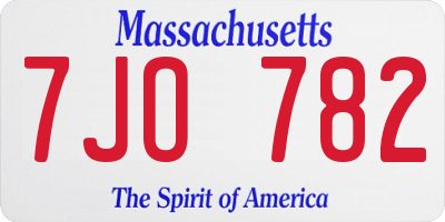 MA license plate 7JO782