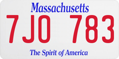 MA license plate 7JO783