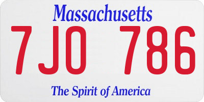 MA license plate 7JO786