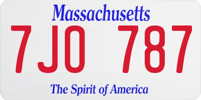 MA license plate 7JO787