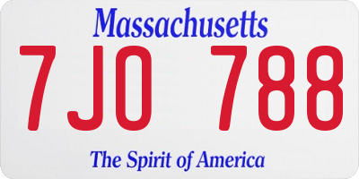 MA license plate 7JO788
