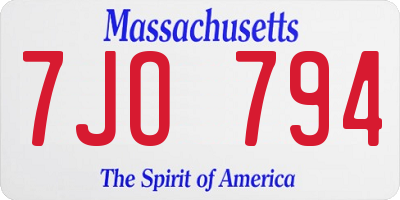 MA license plate 7JO794
