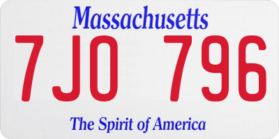 MA license plate 7JO796