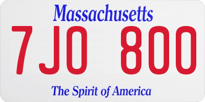 MA license plate 7JO800