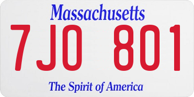 MA license plate 7JO801