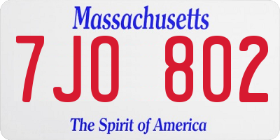 MA license plate 7JO802