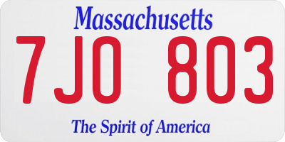 MA license plate 7JO803