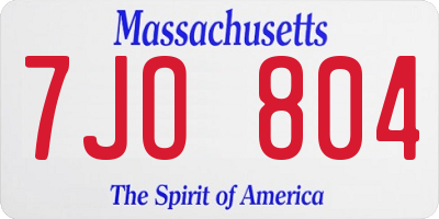 MA license plate 7JO804
