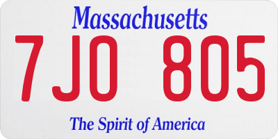 MA license plate 7JO805