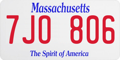 MA license plate 7JO806