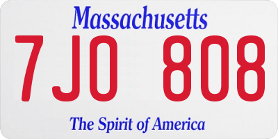 MA license plate 7JO808