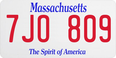 MA license plate 7JO809