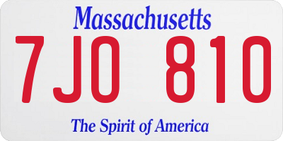 MA license plate 7JO810