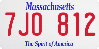 MA license plate 7JO812