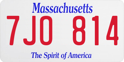 MA license plate 7JO814