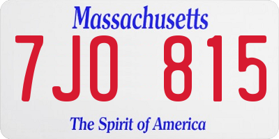 MA license plate 7JO815