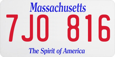 MA license plate 7JO816