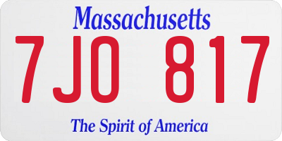 MA license plate 7JO817