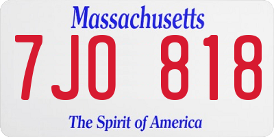 MA license plate 7JO818