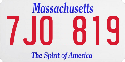 MA license plate 7JO819