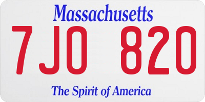 MA license plate 7JO820