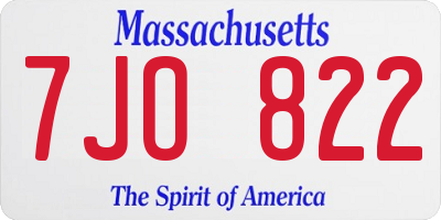 MA license plate 7JO822