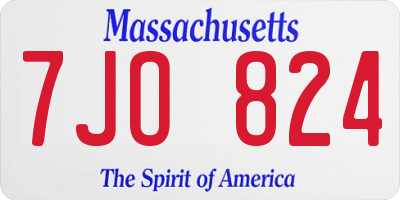 MA license plate 7JO824