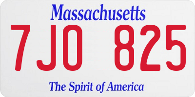 MA license plate 7JO825