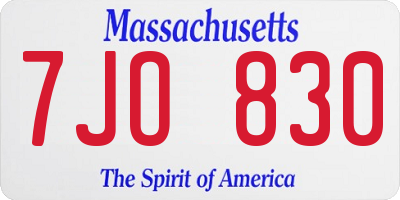 MA license plate 7JO830