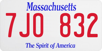 MA license plate 7JO832