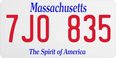 MA license plate 7JO835