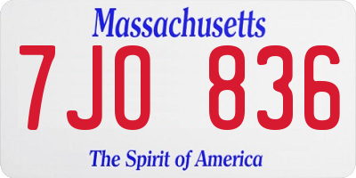 MA license plate 7JO836