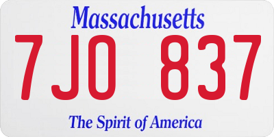 MA license plate 7JO837