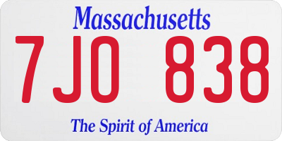 MA license plate 7JO838