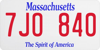 MA license plate 7JO840