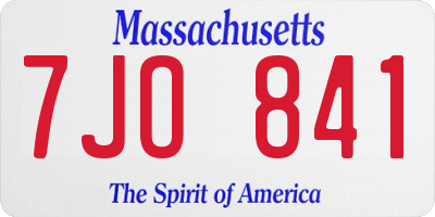 MA license plate 7JO841