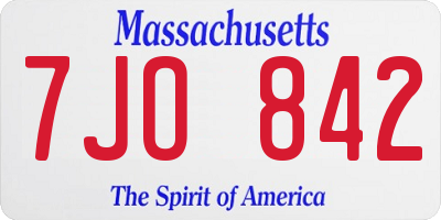 MA license plate 7JO842