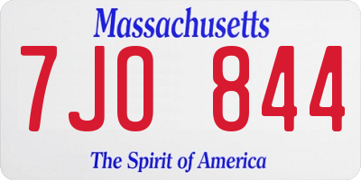 MA license plate 7JO844