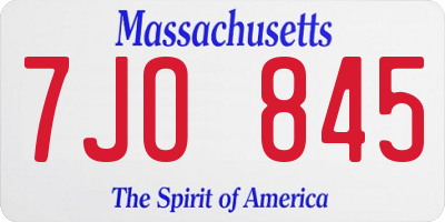 MA license plate 7JO845