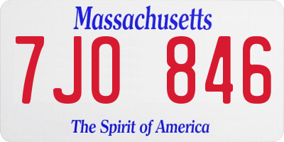 MA license plate 7JO846
