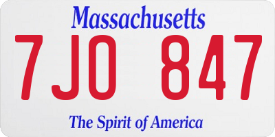 MA license plate 7JO847