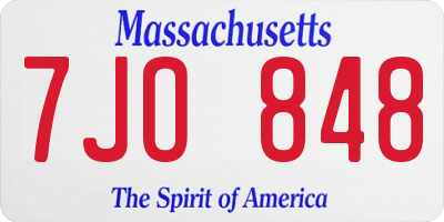 MA license plate 7JO848