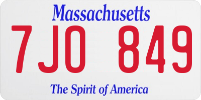 MA license plate 7JO849