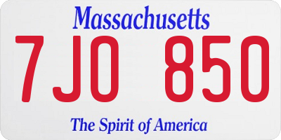 MA license plate 7JO850