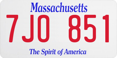 MA license plate 7JO851