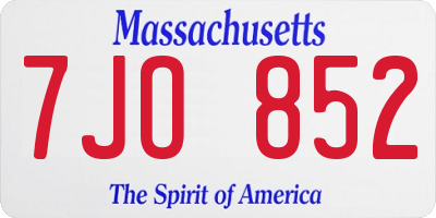 MA license plate 7JO852