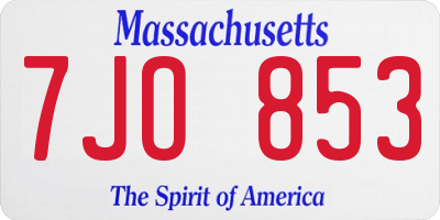 MA license plate 7JO853